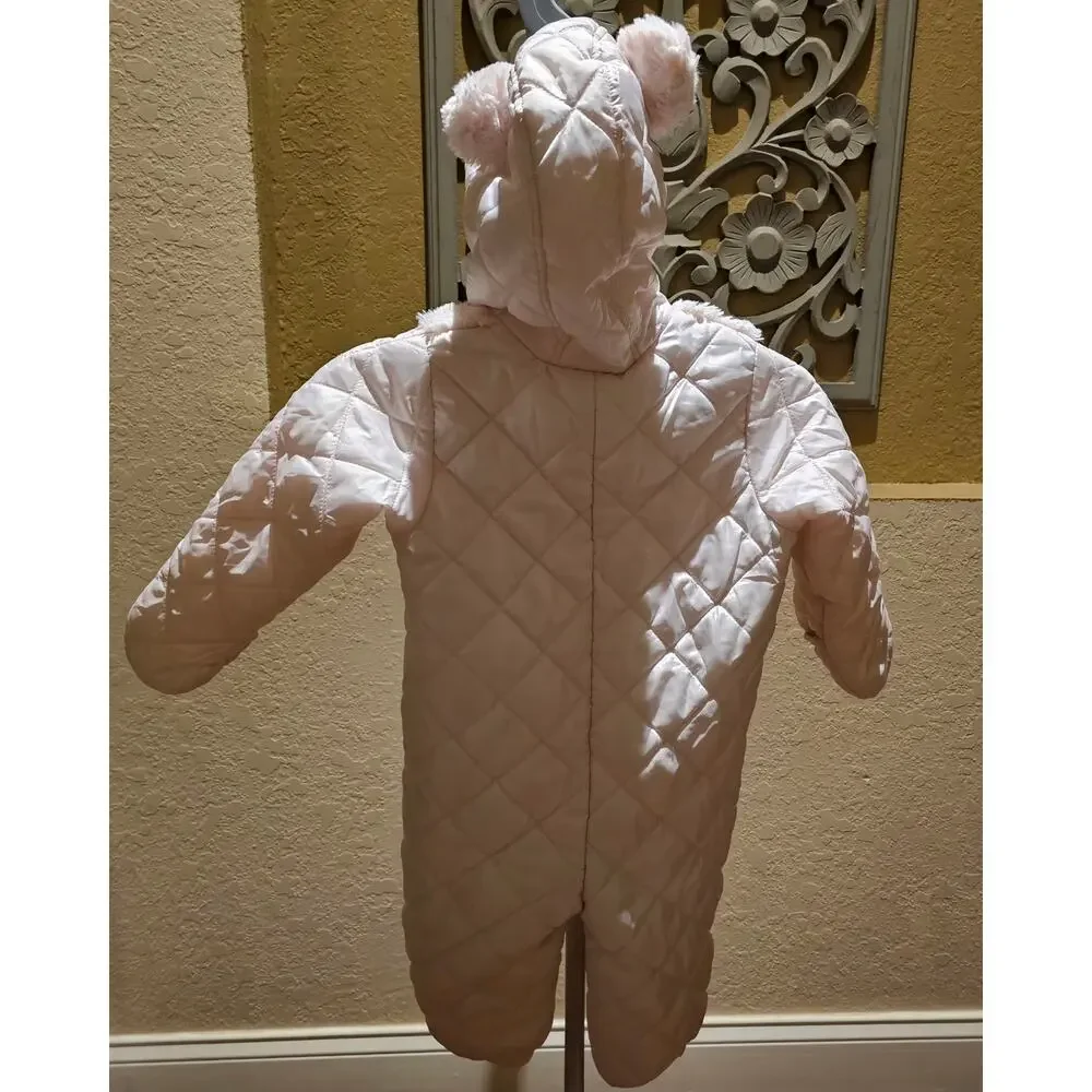 First Impressions Baby 18M Quilted Bunting Suit Hooded Soft Pink Winter Soft